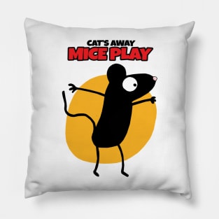 Cat's Away Mice Play Pillow