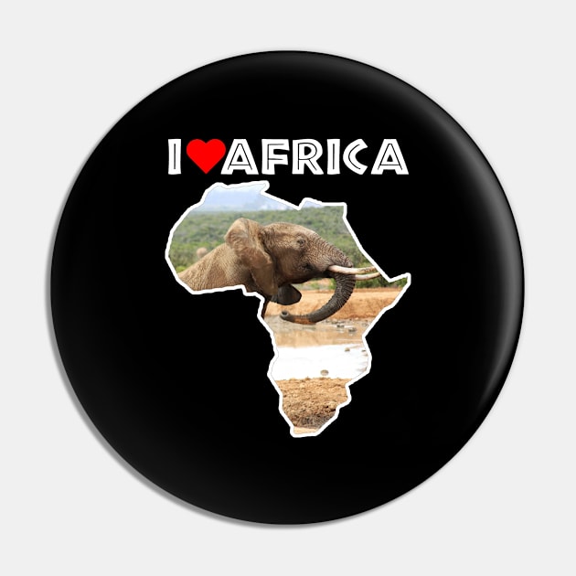 I Love Africa Elephant Rising Pin by PathblazerStudios