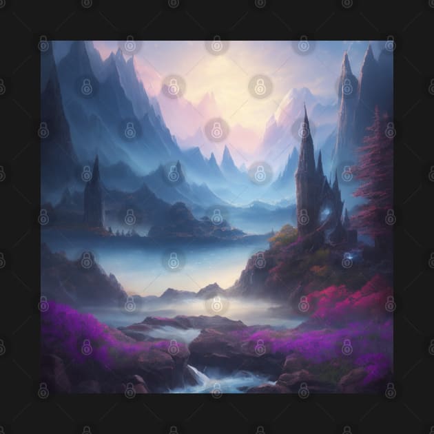 Dreamcore Design - Tower Rocks in a Misty Valley by CursedContent