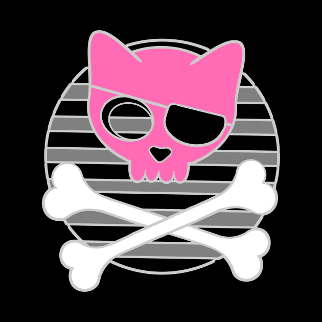 Goth Pirate Kitty Cat Skull and Crossbones by AlondraHanley