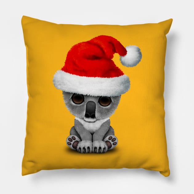 Baby Koala Wearing a Santa Hat Pillow by jeffbartels