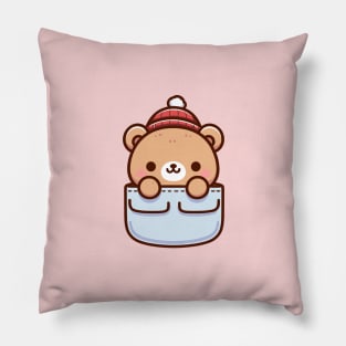 Cute Kawaii Bear In A Pocket Pillow