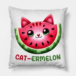 Cat watermelon Funny Quote Hilarious Animal Food Pun Sayings Humor Gift Pillow