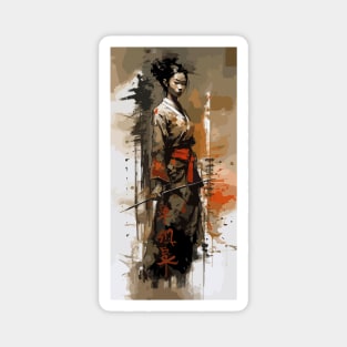 Samurai girl with katana Magnet