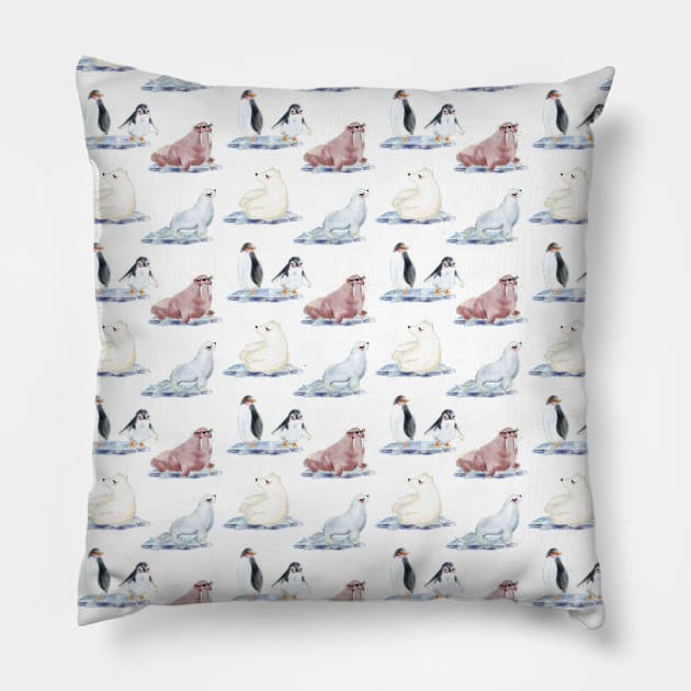 Arctic Animals Pattern Pillow by POD-of-Gold