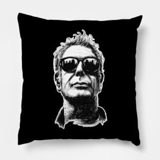 Anthony Bourdain Retro Black Pillow