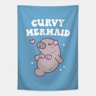 Funny Manatee Curvy Mermaid Tapestry