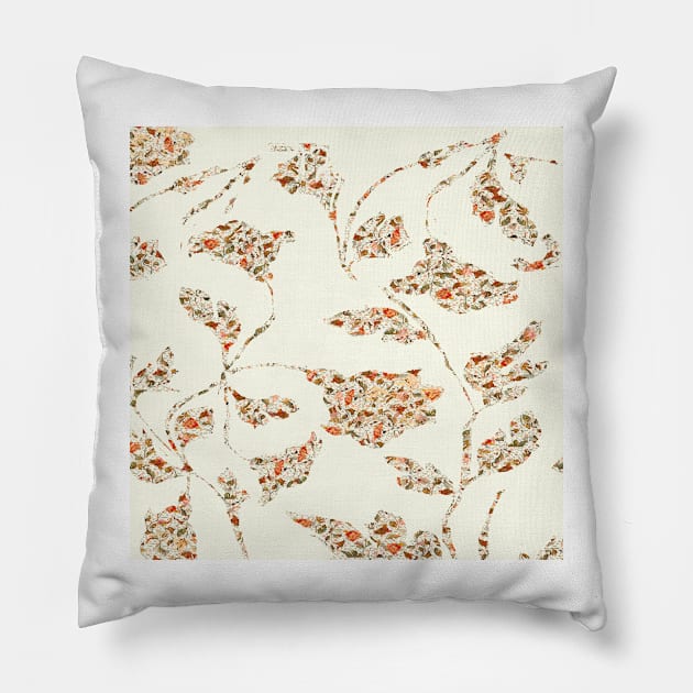 floral pattern on cream no 2 Pillow by bywhacky