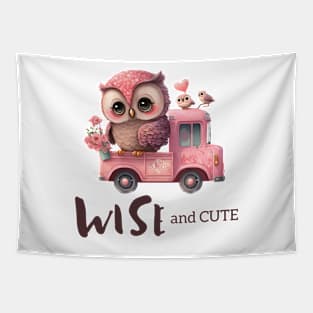 Wise and Cute Owl Design Tapestry