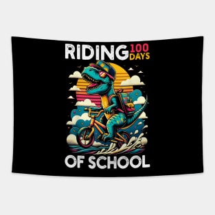 Riding 100 Days Of School Bicycle Cycling Rider Dinosaur, 100 Days Of School Tapestry