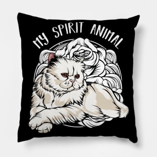 Persian Cat - My Spirit Animal - Cute Line-Art Cat Pillow