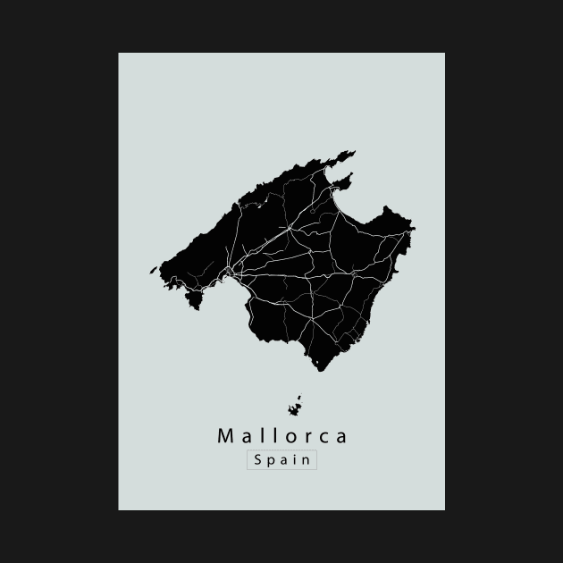 Mallorca Spain Island Map dark by Robin-Niemczyk