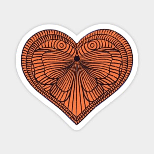 Love orange butterfly heart on white background Magnet