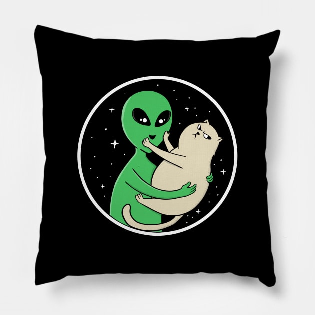 alien and cat Pillow by coffeeman