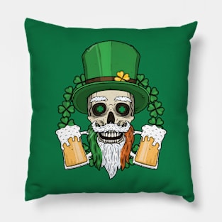 Skull St. Patricks Day Drunk Pillow