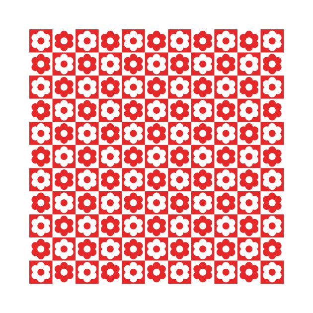 Red and White Checkered Flower Pattern by Ayoub14