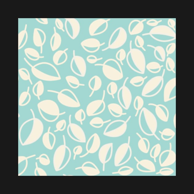 Simple Leaves on Blue by WalkSimplyArt