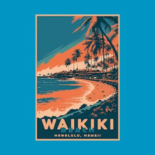 Hawaii Vintage Retro Travel Poster T-Shirt