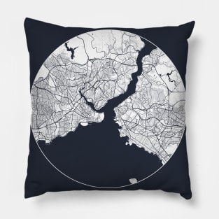 Istanbul, Turkey City Map - Full Moon Pillow