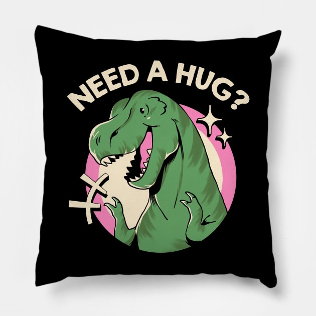 Do You Need a Hug? T-Rex Snoopy Style by Tobe Fonseca Pillow by Tobe_Fonseca