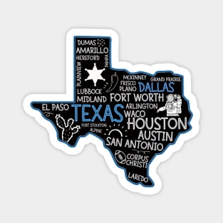 Dallas Texas cute map San Antonio Austin Fort Worth El Paso Dallas TX state Magnet