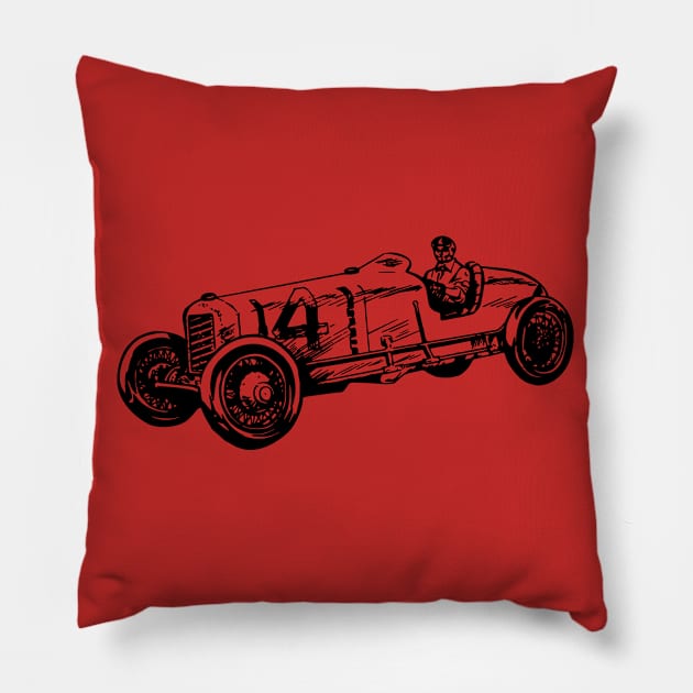 Vintage car in black and white Pillow by Montanescu