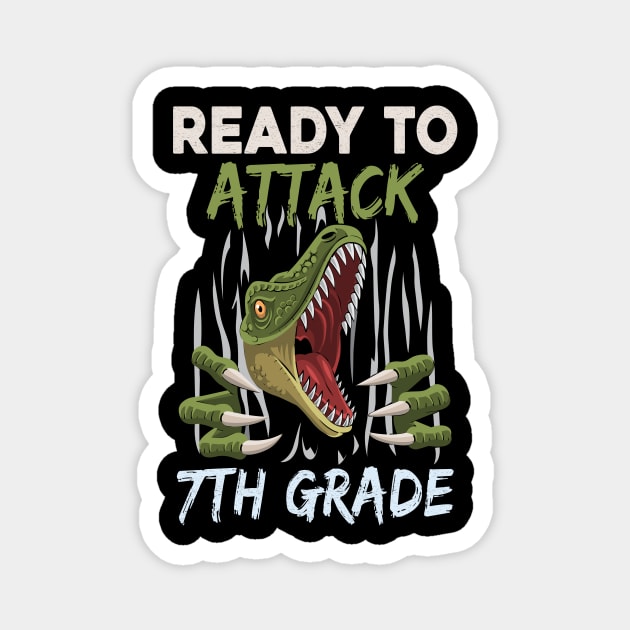 Dinosaur Kids Ready To Attack 7Th Grade Boys Back To School Magnet by kateeleone97023