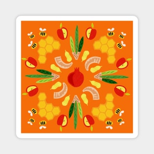 Yomim Noraim - orange print Magnet