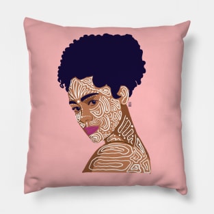 Black Woman with Painted Face Pillow