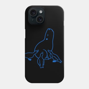 Capybara chilling with Ducks in blue ink Phone Case