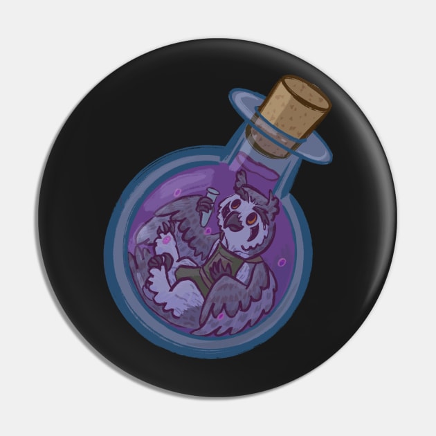 Owlchemist in a Bottle Pin by gearfeathers