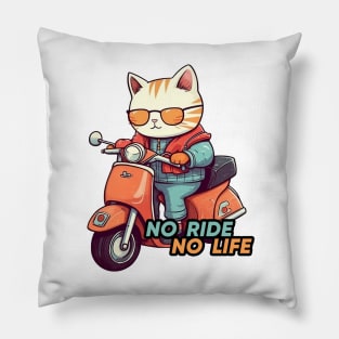 Kawaii cat riding scooter Pillow