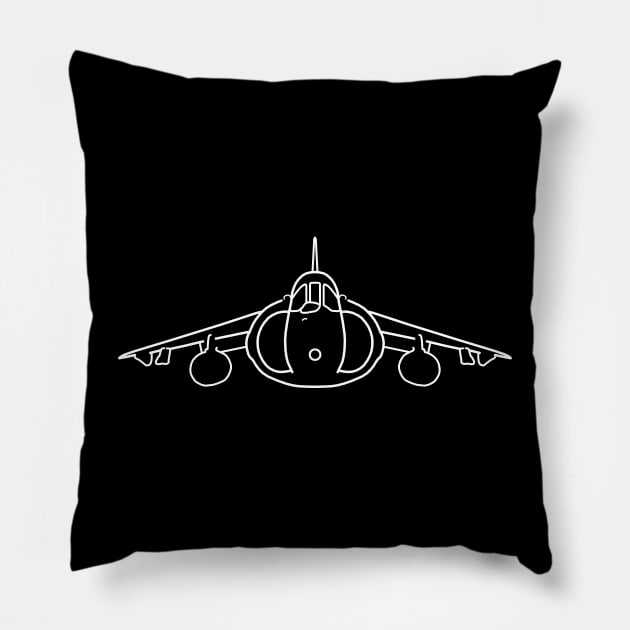 Hawker Harrier classic British jump jet aircraft white minimal outline Pillow by soitwouldseem