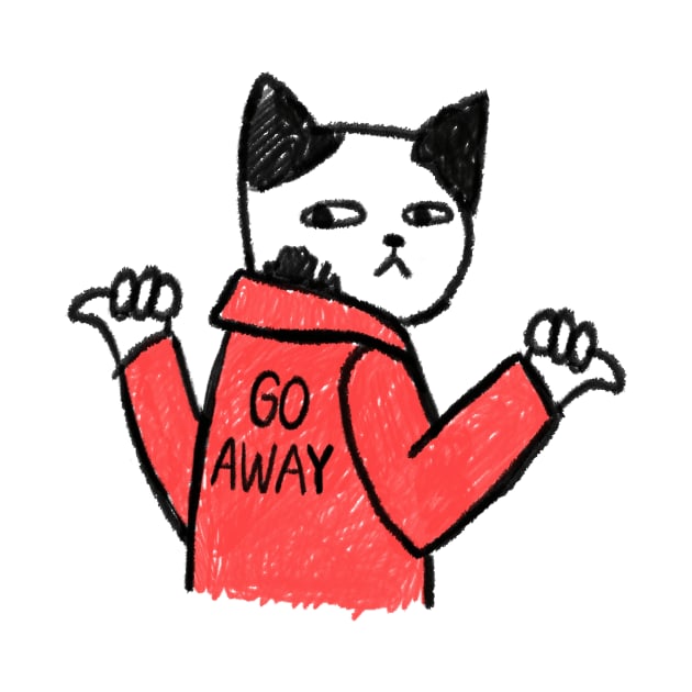 pissed cat with a jacket - go away by maggzstyle