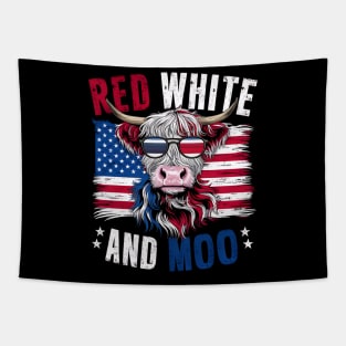 Red White and Moo: Patriotic Cow Design Tapestry