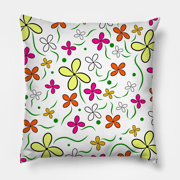 flower meadow colourful blooming blossom tendril floral pattern Pillow by rh_naturestyles