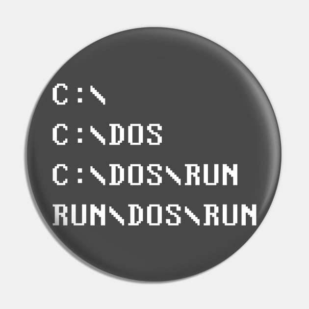 C DOS RUN White Ink Pin by RetroLogosDesigns