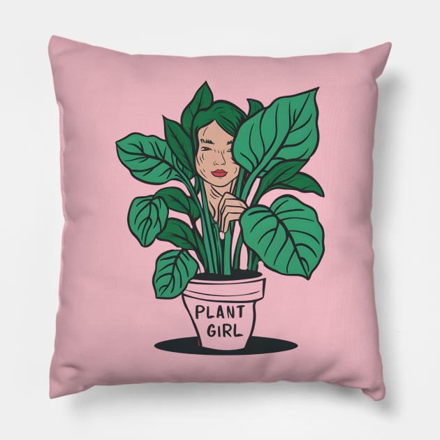 Plant Girl Pillow by Noshiyn