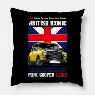 Iconic Cooper British Car Pillow