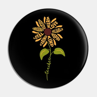 Teacher Sunflower Teach School Sunflower Pin