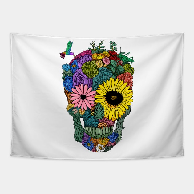 Color flower skull Tapestry by albertocubatas