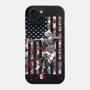 Lacrosse Camo American Flag Patriotic LAX 4th of July Gifts Phone Case