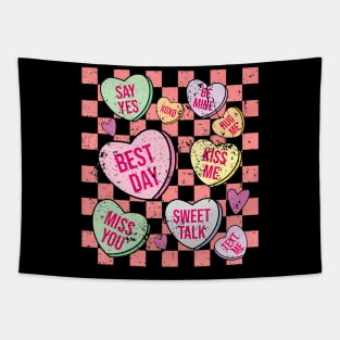 Retro Valentines Day Candy Conversation Hearts Girls Tapestry