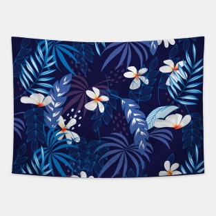 White Hibiscus Flower Pattern Design Tapestry