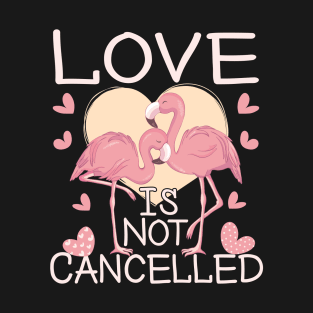 Love Is Not Cancelled Happy Valentines Day 2021 Flamingos Lovers T-Shirt