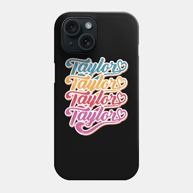 Retro Personalized TAYLOR Girl First Name  Repeated Text Phone Case by drreamweaverx