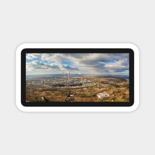 Aerial view of power plant under cloudy sky Magnet