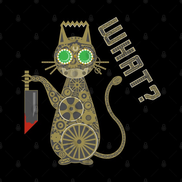 What Steampunk Killer Murder Cat with Knife and Hannibal Mask by OrionLodubyal