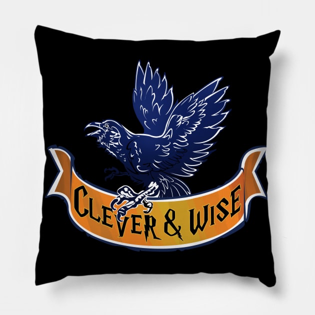 Raven Clever and Wise Pillow by Brash Ideas