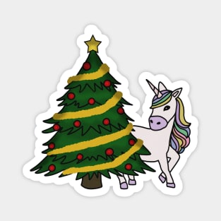 Unicorn Christmas Tree Festive Xmas Magnet